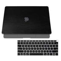 SOJITEK Black Leather Texture Skin Decal Sticker for 2018 MacBook Air 13 Inch A1932 Model with Touch ID & Includes Black Keyboard Cover