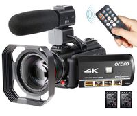 Camcorder 4k, ORDRO Portable Ultra HD Camcorder 1080P 60FPS Digital Video Camera Camcorder with IR Night Vision Vlogging Camera DV Recorder Handycam 3.1'' IPS Screen and 2 Batteries