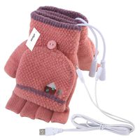 Offeree USB Heated Gloves Mitten for Women Men full and half hands warm laptop gloves with double-sided heating for indoor or outdoor winter usb powered knitting hands warmer (Pink)