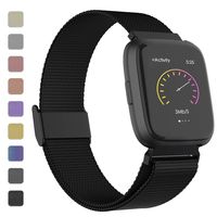 iGK Metal Replacement Bands Compatible for Fitbit Versa/Versa Lite Edition/Versa 2, Stainless Steel Loop Metal Mesh Bracelet Unique Magnet Lock Wristbands