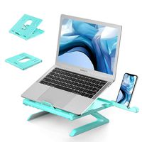 Laptop Stand Ergonomic, Jelly Comb Multi-Angle Adjustable Laptop Riser with Built-in Foldable Legs and Phone Holder, Ventilated Notebook Stand Tray for MacBook, Desktop Computer, Tablet - Green