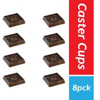Furniture Caster Cups for Carpet and Finished Surfaces, 2" Square Rubber Anti-Slip Wheel Grippers Floor Protectors, 8 Pack, Brown