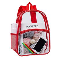 Heavy Duty Clear Backpack, Transparent PVC Concert Mini Backpacks, See Through Outdoor Bag for Security Travel, Sports Events(Red)
