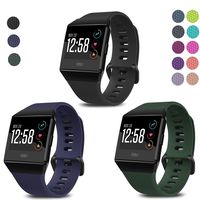 SKYLET Compatible with Fitbit Ionic Bands, 3 Pack Soft Replacement Sport Wristbands Compatible with Fitbit Ionic Smart Watch with Buckle Men Women (Black,Navy Blue,Dark Green Small)