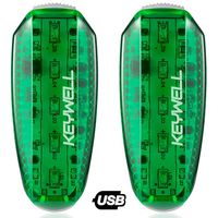 KEYWELL USB Rechargeable LED Safety Lights (2 Pack) - Clip on Strobe Running Lights for Runners, Joggers,Walkers,Kids,Dogs,Bike Tail Lights - High Visibility Accessories for Reflective Gear (Green)