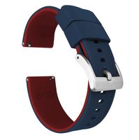 21mm Navy Blue/Crimson Red - Barton Elite Silicone Watch Bands - Quick Release - Choose Strap Color & Width