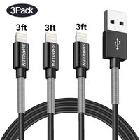 Lightning Charger Cable SHARLLEN MFi Certified Spring iPhone Charger Cable 3FT 3Pack Short iPhone Data Cable Wire USB Fast iPhone Charging Cord Compatible iPhone XS/MAX/XR/X/8/7/6/5/iPad/iPod(Black)
