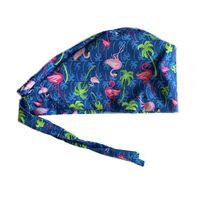Grace N May Women's Front Fold Tie Back Scrub Cap Surgical Cap Navy Flowers (Woman Flamingo)