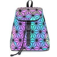 KAISIBO Fashion Geometric Luminous Backpack Lattice Reflective Backpacks for women (Flower Luminous)