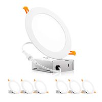 PARMIDA 6 inch 12W LED Recessed Lights Ultra-Thin Ceiling Downlight with Junction Box Dimmable Slim Wafer Low Profile, ETL & ENERGY STAR, 900lm, Can-Less Light, IC Rated, 4000K Cool White - 6 PACK