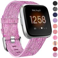 NANW Compatible with Fitbit Versa Bands, Versa Lite Edition Bands Small Large, Woven Fabric Accessories Strap Wristband Replacement Women Men