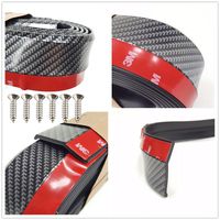 QIKE Universal Front Bumper Spoiler Carbon Fiber Style Bumper Lip Splitter Chin Spoiler Body Kit Trim (3M,Black)