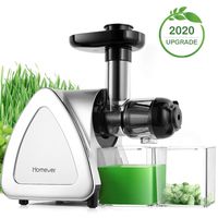 Juicer Machines, Homever Slow Masticating Juicer Extractor Easy to Clean, Cold Press Juicer for All Fruit and Vegetable,BPA-Free, Quiet Motor and Reverse Function with Juice Jug & Brush, Silver