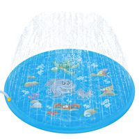 Tobeape Upgraded 68 inches Sprinkle and Splash Play Mat, Inflatable Outdoor Sprinkler Pad Water Toys for Children Blue