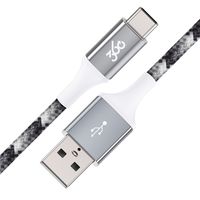360 Electrical 360654-ST Habitat 4ft Premium Braided Charging Cable with USB-C to USB-A Connectors - Active Collection-Steel