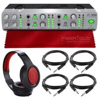 Behringer AMP800 MINIAMP Compact 4-Channel Headphone Amplifier with Headphones & Cables Accessory Bundle