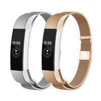 Fundro Replacement Bands Compatible with Alta HR and Alta, Stainless Steel Metal Bracelet Strap Replacement Wristband for Alta HR and Alta for Women Men, 2 Pack(Large,Rose Gold/Silver)