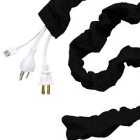Cordinate Fabric Cord Cover, 6 ft, Hides Cables, Great for Lamps, Light Fixtures, and Desks, Cable Management, Easy Installation, Black, 40729