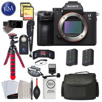 Sony Alpha a7 III Mirrorless Digital Camera - Body Only with Deluxe Striker Bundle: Includes - Memory Cards, 12" Tripod, Camera Bag, Extra Battery, Cleaning Kit, and More
