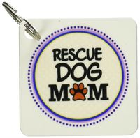 3dRose Rescue Dog Mom - Doggie mama by breed - paw print mum love - doggy lover - Key Chains, 2.25 x 2.25 inches, set of 4 (kc_151802_2)