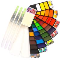 ARTSY Watercolor Paint Set - 42 Assorted Colors with 3 Brushes - Perfect Foldable Watercolor Field Sketch Set for Outdoor Painting -Travel Pocket Watercolor Kit