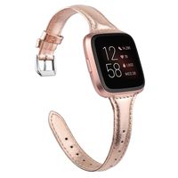 TOYOUTHS Leather Strap Compatible with Fitbit Versa/Versa 2 Bands for Women Men Slim Genuine Leather Wristbands Replacement for Versa Lite Edition/Versa SE Classic Accessorie Rose Gold