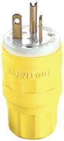 Leviton 14W33 20 Amp, 125 Volt, Straight Blade, Plug, Industrial Grade, Grounding, Wetguard, Yellow