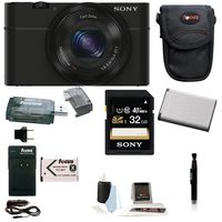 Sony Cyber-Shot DSC-RX100 Digital Camera (Black) Bundles (32GB Travel Bundle)