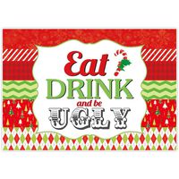 Allenjoy 7x5ft Ugly Sweater Party Backdrop Eat Drink and Be Christmas Tree Santa Green Red Traditional Happy New Year Tacky Party Decor Holiday Decorations Background for Photo Booth Props Supplies
