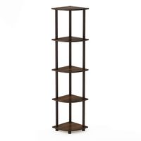 Furinno Turn-N-Tube 5 Tier Corner Display Rack Multipurpose Shelving Unit, Walnut/Brown