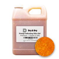 "Dry & Dry" [1 Quart] Premium Orange Indicating Silica Gel Desiccant Beads(Industry Standard 2-4 mm) - Rechargeable Silica Gel Beads(2 LBS)