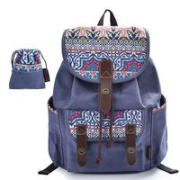 C-LEATHERS Canvas Backpack for Girls Casual Daypack Print Backpack School Backpack 137Blue