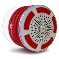 iFox iF013 Bluetooth Shower Speaker - 100% Waterproof Shower Radio. Wireless It Pairs to All Bluetooth Devices - Phones, Tablets, Computer, Games (Red & White)