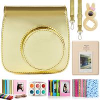 CAIUL Compatible Mini 9 Camera Case Bundle with Album, Filters Other Accessories for Fujifilm Instax Mini 9 8 8+ (Mirror Gold)