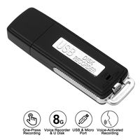 Digital Voice Recorder Portable Rechargeable Mini USB Audio Voice Recorder & USB Flash Drive (8GB)(Black)