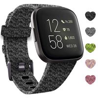 LUCXXI Woven Bands Compatible with Fitbit Versa 2 for Women Men, Large Small Woven Canvas Fabric Accessories Adjustable Replacement Strap for Fitbit Versa 2 / Versa