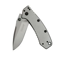 Kershaw Cryo Folding Knife (1555TI); 2.75" 8Cr13MoV Steel Blade, Stainless Steel Handle, Titanium Carbo-Nitride Coating, SpeedSafe Assisted Open, Frame Lock, 4-Position Deep-Carry Pocketclip; 4.1 OZ