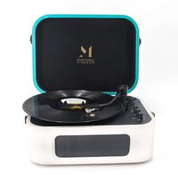 Record Player Bluetooth, MPK Turntable Record Player with 2 Built-in Stereo Speaker, Turntable 2-Speed Vinyl Record Player , for 7/10/12inch Vinyl Records, Equipped RCA, Suitcase Design（White）