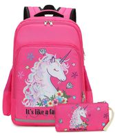Girls Backpack Elementary Kids Unicorn Bookbag Girly School bag Children Laptop Bag (Rosy)