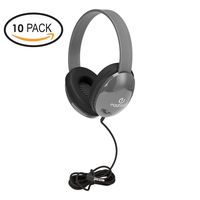 Heavy-Duty Kids' Headphone w/ Tangle-Free Fabric Cord, Gray, 10 pack