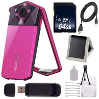 Casio Exilim EX-TR70 Selfie Digital Camera (Vivid Pink) (International Version) + 64GB Memory Card Bundle