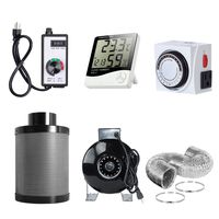 PrimeGarden 4'' Inline Fan Carbon Filter Ducting Combo + Variable Fan Speed Controller + Hygrometer Thermometer + 24 Hour Timer Outlet for Hydroponic Grow Tent Ventilation System (4'' Ventilation Kit)