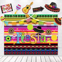 Fiesta Theme Photography Backdrop Mexican Themed Dress-up Photobooth for Summer Fiesta Luau Theme Cinco De Mayo Birthday Pool Party Supplies Decorations