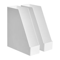 AmazonBasics Plastic Organizer - Magazine Rack, White, 2-Pack