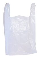 100 Large Plastic Grocery T-Shirt Bags - Plain White 12" x 6" x 21" by JA Kitchens