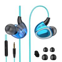 Wired Earphones,Powerful Deep Bass in Ear Monitor Earbuds with Microphone and Volume Control,Sports Headphone Headset, Noise Isolating, Compatible with iPhone,iPad,MP3 Players, Samsung(Blue,with mic)