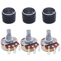 TWTADE / 3pcs wh138 100 ohm Potentiometer Single Turn Rotary Linear Variable Potentiometer +3pcs Black Aluminum Alloy knob
