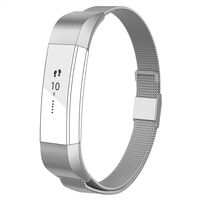 POY Compatible for Fitbit Alta Bands, Stainless Steel Metal Replacement Bracelet Strap with Unique Magnet Lock for Fitbit Alta and Fitbit Alta HR Silver Small