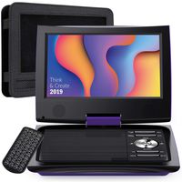 SUNPIN 11" Portable DVD Player for Car and Kids with 9.5 inch HD Swivel Screen, 5 Hour Rechargeable Battery, Dual Earphone Jack, Supports SD Card/USB/CD/DVD, with Extra Headrest Mount Case (Purple)