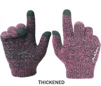 Achiou Winter Knit Gloves Touchscreen Warm Thermal Soft Lining Elastic Cuff Texting Anti-Slip 3 Size Choice for Women Men (Rose Red Thick, L)